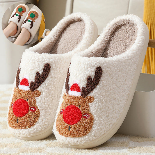 Christmas Shoes Winter Home Slippers Elk Soft Cozy Bedroom Slipper Unisex