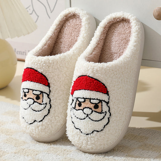 Christmas Different Home Cotton Slippers Couples Winter Warm Furry Shoes Unisex