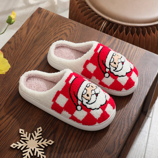 Cozy Christmas Plaid Santa Slippers – Fuzzy, Non-Slip Winter Shoes for Women!